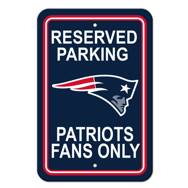 New England Patriots 12 in. x 18 in. Plastic Reserved Parking Sign