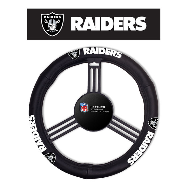 Las Vegas Raiders Steering Wheel Cover Leather Style