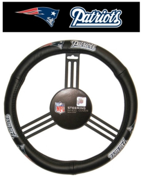 New England Patriots Steering Wheel Cover Leather Style