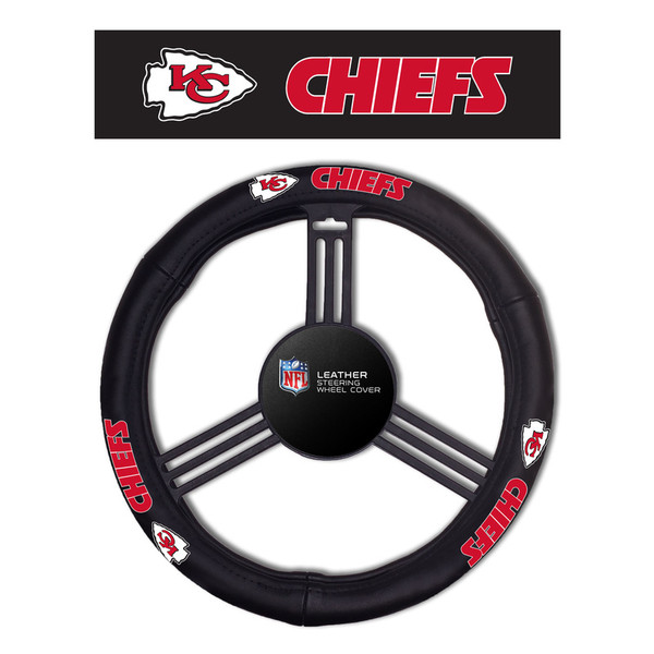 Kansas City Chiefs Steering Wheel Cover Leather Style