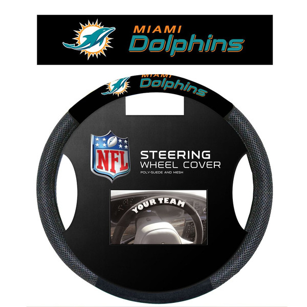 Miami Dolphins Steering Wheel Cover Mesh Style