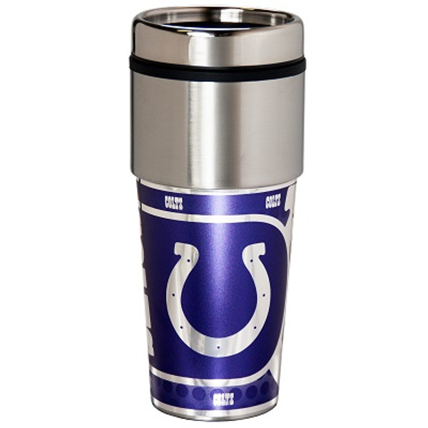 Indianapolis Colts 16  oz. Stainless Steel Travel Tumbler Metallic Graphics