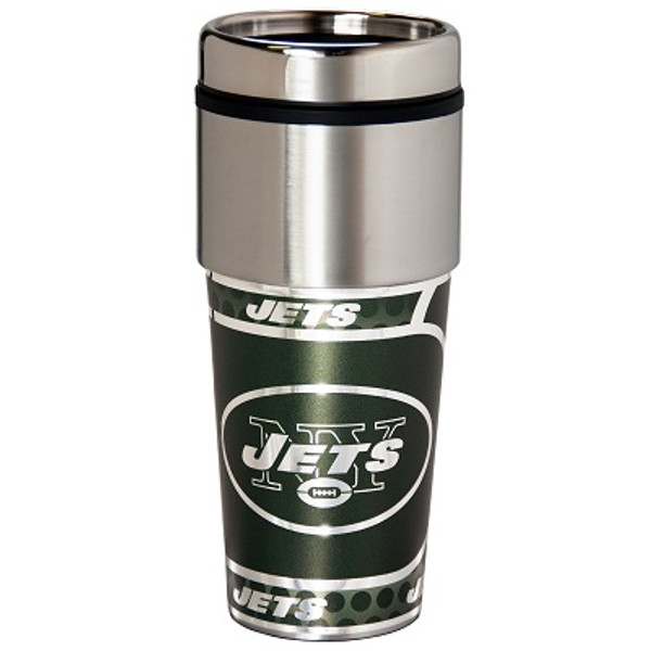 New York Jets 16  oz. Stainless Steel Travel Tumbler Metallic Graphics