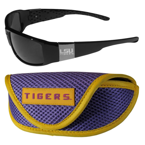 LSU Tigers Chrome Wrap Sunglasses and Sport Carrying Case