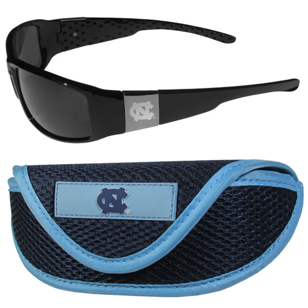 N. Carolina Tar Heels Chrome Wrap Sunglasses and Sport Carrying Case