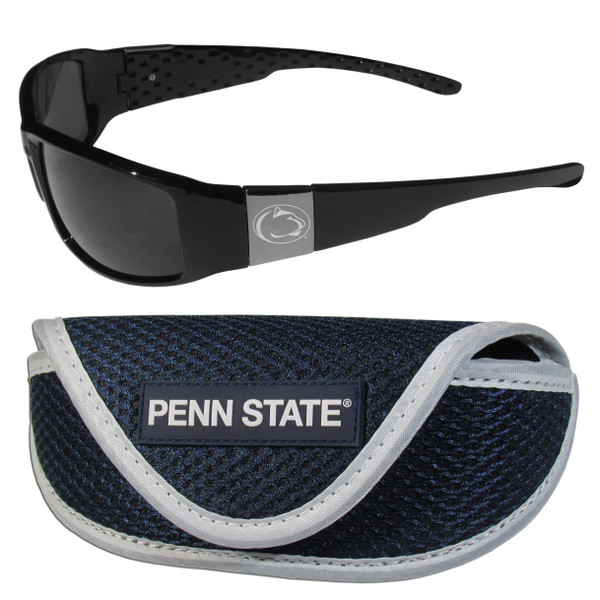 Penn St. Nittany Lions Chrome Wrap Sunglasses and Sport Carrying Case