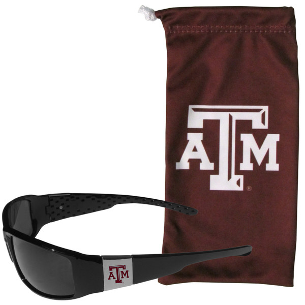 Texas A & M Aggies Chrome Wrap Sunglasses and Bag