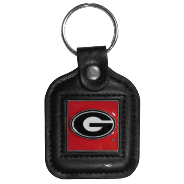 Georgia Bulldogs Square Leatherette Key Chain