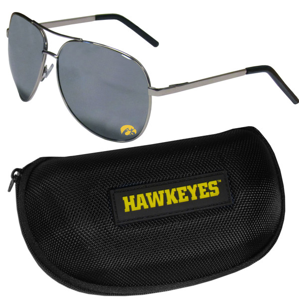 Iowa Hawkeyes Aviator Sunglasses and Zippered Carrying Case