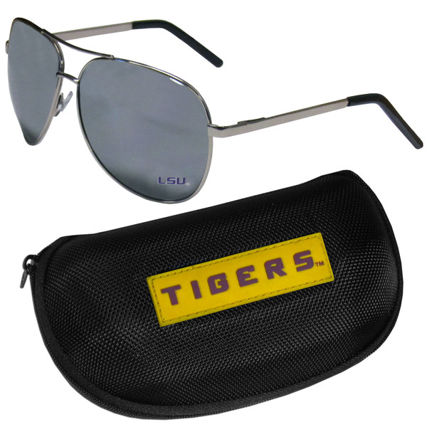 LSU Tigers Aviator Sunglasses and Zippered Carrying Case