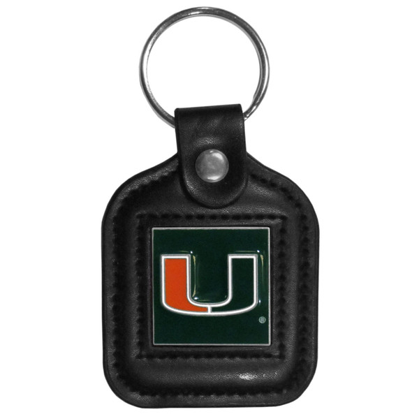 Miami Hurricanes Square Leatherette Key Chain