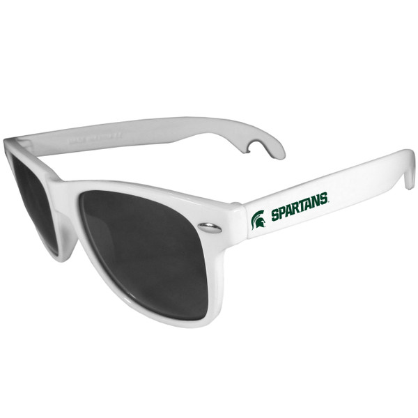 Michigan State Spartans Beachfarer Bottle Opener Sunglasses, White