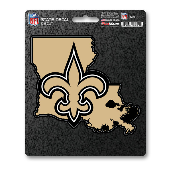 New Orleans Saints State Shape Decal "Fluer-De-Lis" Logo / State of Louisiana Gold & Black
