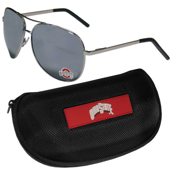Ohio State Buckeyes Aviator Sunglasses and Zippered Carrying Case