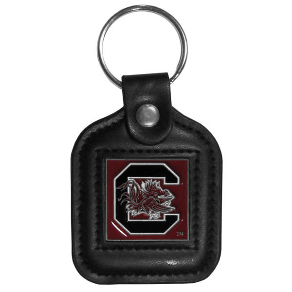 S. Carolina Gamecocks Square Leatherette Key Chain