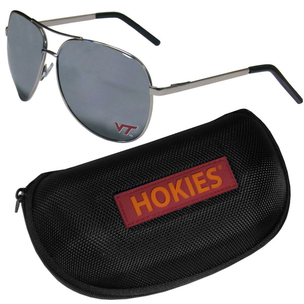 Virginia Tech Hokies Aviator Sunglasses and Zippered Carrying Case