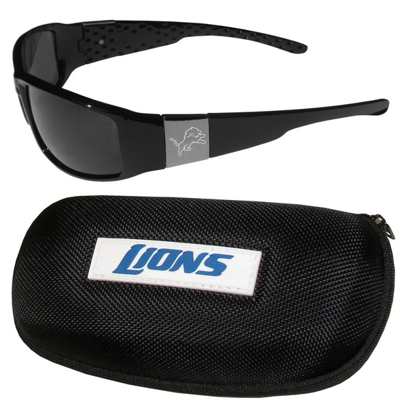 Detroit Lions Chrome Wrap Sunglasses and Zippered Carrying Case