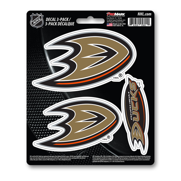 Anaheim Ducks Decal 3-pk 3 Various Logos / Wordmark