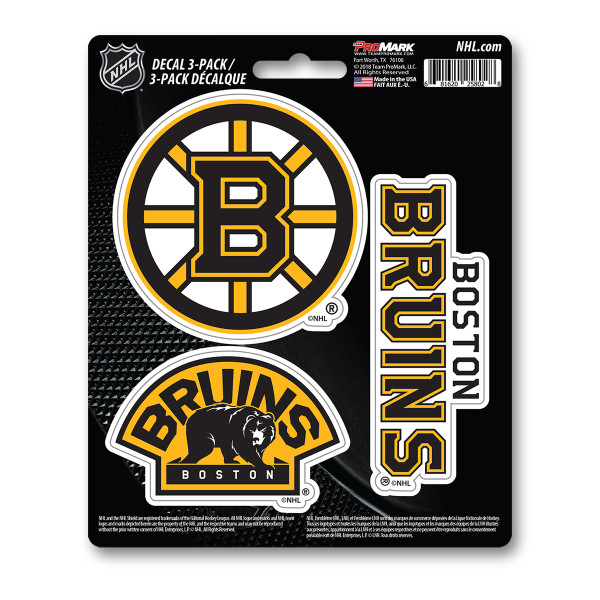 Boston Bruins Decal 3-pk 3 Various Logos / Wordmark