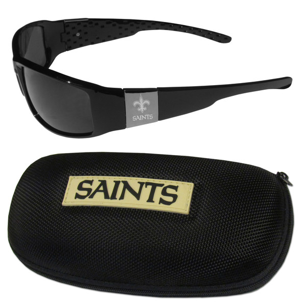 New Orleans Saints Chrome Wrap Sunglasses and Zippered Carrying Case