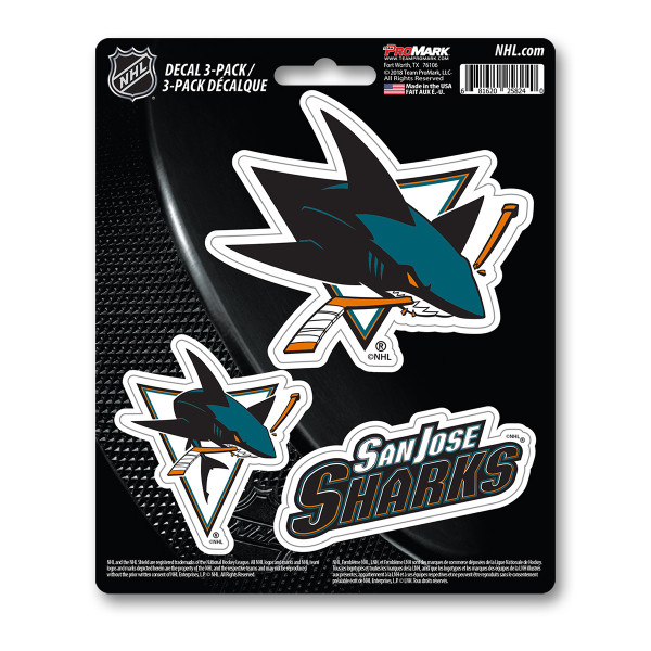 San Jose Sharks Decal 3-pk 3 Various Logos / Wordmark