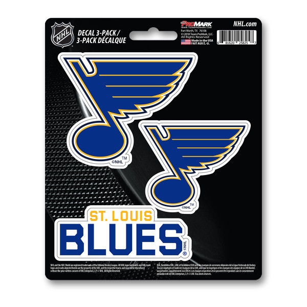 St. Louis Blues Decal 3-pk 3 Various Logos / Wordmark