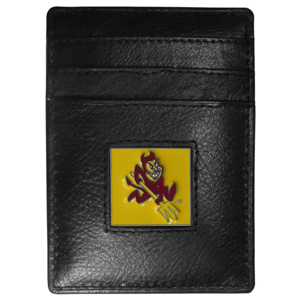 Arizona St. Sun Devils Leather Money Clip/Cardholder Packaged in Gift Box