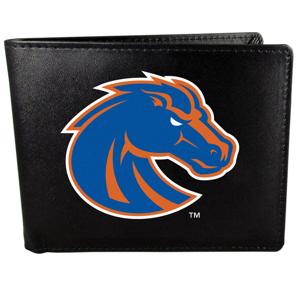 Boise St. Broncos Leather Bi-fold Wallet, Large Logo