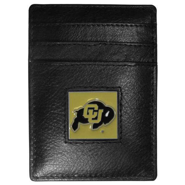 Colorado Buffaloes Leather Money Clip/Cardholder Packaged in Gift Box