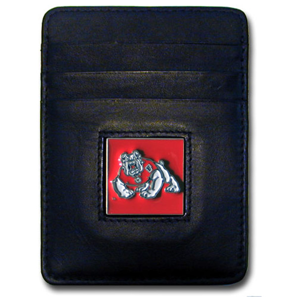 Fresno St. Bulldogs Leather Money Clip/Cardholder