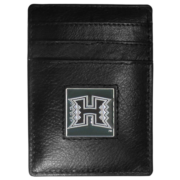 Hawaii Warriors Leather Money Clip/Cardholder Packaged in Gift Box