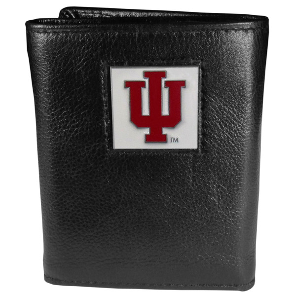 Indiana Hoosiers Deluxe Leather Tri-fold Wallet Packaged in Gift Box