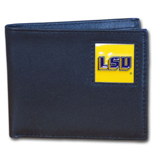 LSU Tigers Leather Bi-fold Wallet Packaged in Gift Box