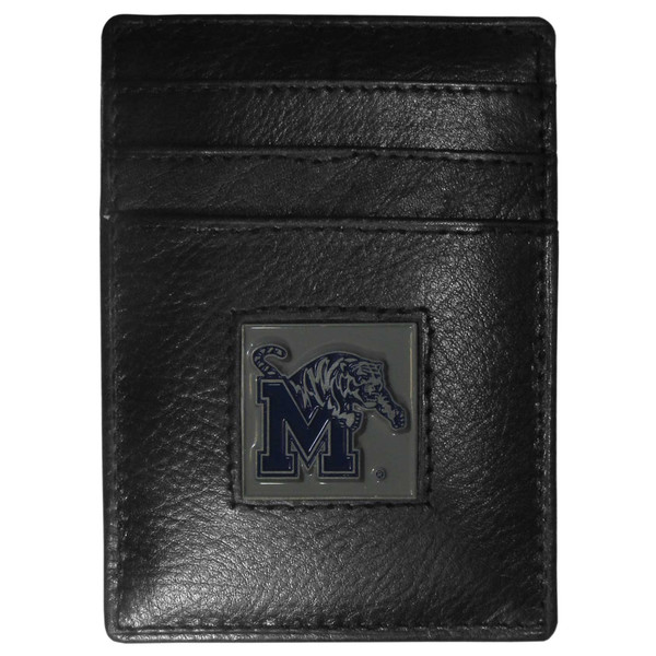 Memphis Tigers Leather Money Clip/Cardholder Packaged in Gift Box