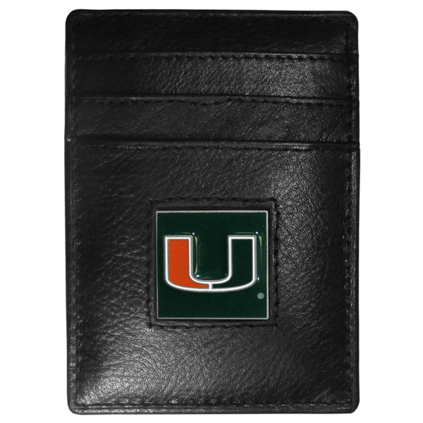 Miami Hurricanes Leather Money Clip/Cardholder Packaged in Gift Box