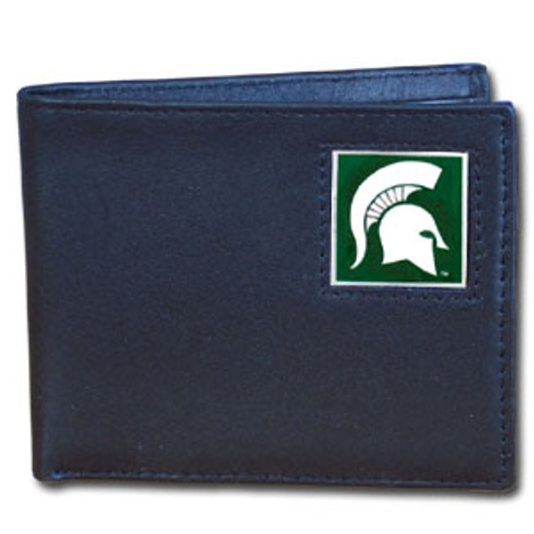 Michigan St. Spartans Leather Bi-fold Wallet Packaged in Gift Box