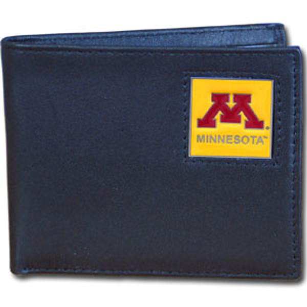 Minnesota Golden Gophers Leather Bi-fold Wallet Packaged in Gift Box