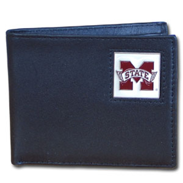 Mississippi St. Bulldogs Leather Bi-fold Wallet Packaged in Gift Box