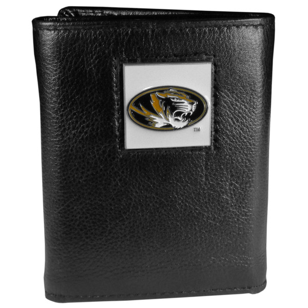 Missouri Tigers Deluxe Leather Tri-fold Wallet Packaged in Gift Box