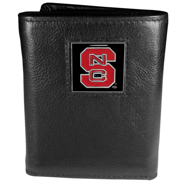 N. Carolina St. Wolfpack Deluxe Leather Tri-fold Wallet Packaged in Gift Box