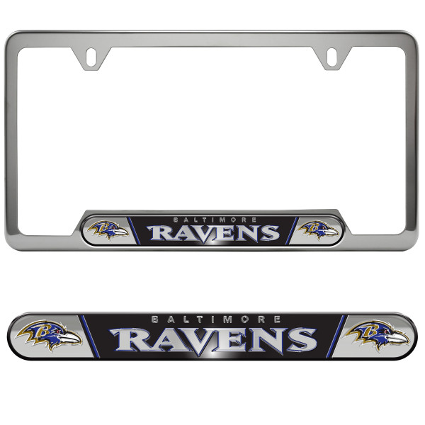 Baltimore Ravens Embossed License Plate Frame Primary Logo and Wordmark Black