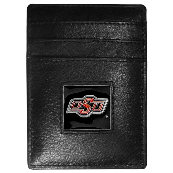 Oklahoma State Cowboys Leather Money Clip/Cardholder Packaged in Gift Box