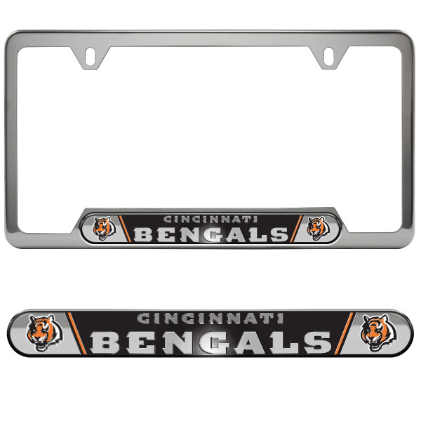 Cincinnati Bengals Embossed License Plate Frame Primary Logo and Wordmark Black