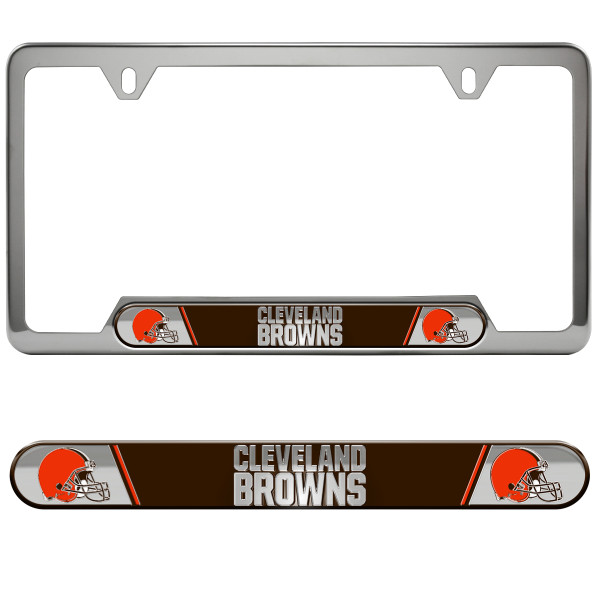 Cleveland Browns Embossed License Plate Frame Primary Logo and Wordmark Brown
