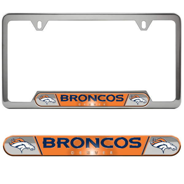 Denver Broncos Embossed License Plate Frame Primary Logo and Wordmark Orange