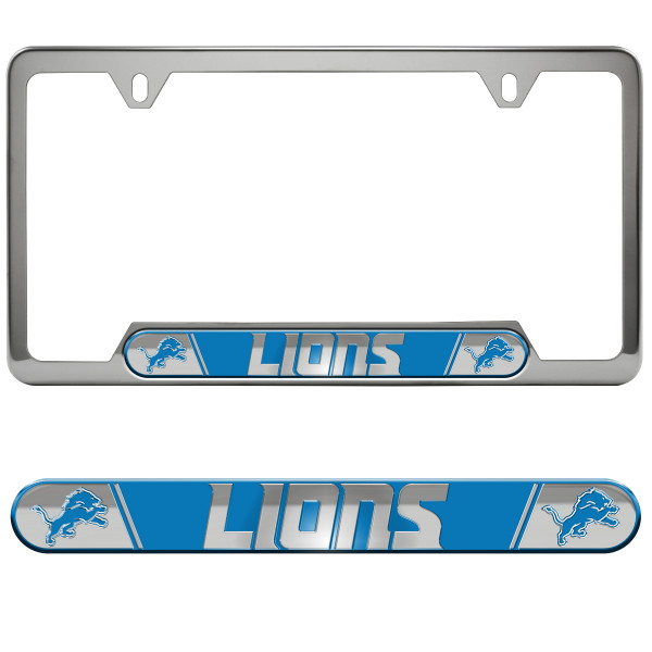 Detroit Lions Embossed License Plate Frame Primary Logo and Wordmark Blue