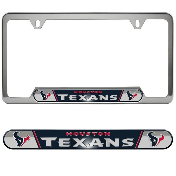 Houston Texans Embossed License Plate Frame Primary Logo and Wordmark Blue