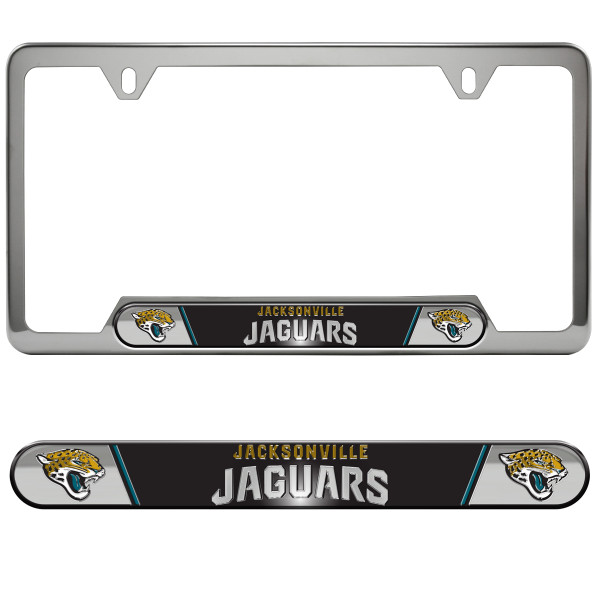 Jacksonville Jaguars Embossed License Plate Frame Primary Logo and Wordmark Black