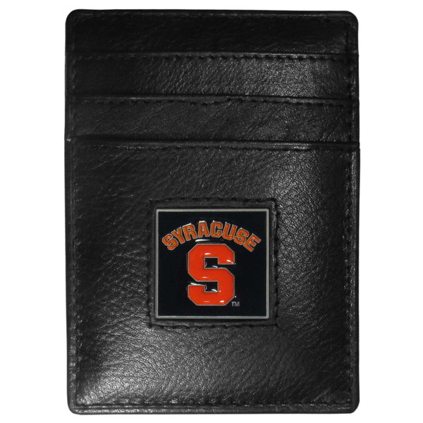 Syracuse Orange Leather Money Clip/Cardholder Packaged in Gift Box