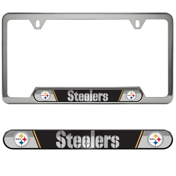 Pittsburgh Steelers Embossed License Plate Frame Primary Logo and Wordmark Black
